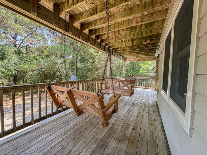 Covered Deck with Swings and Hammock 2025