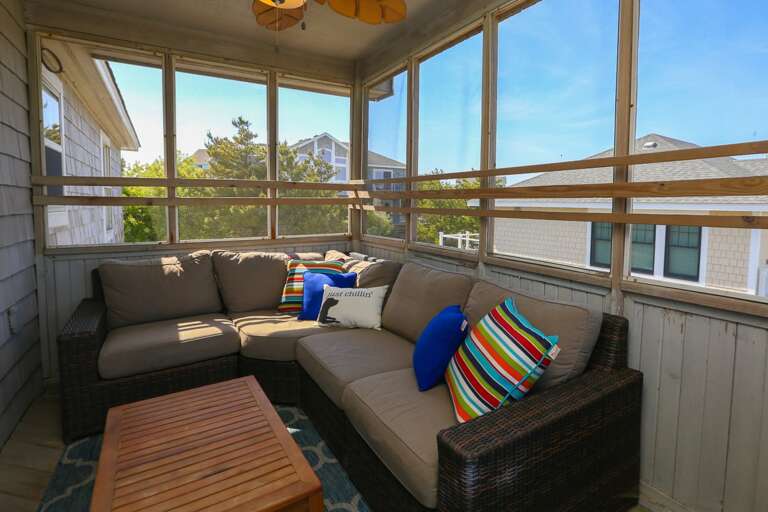 Screened in porch with ocean view 2025