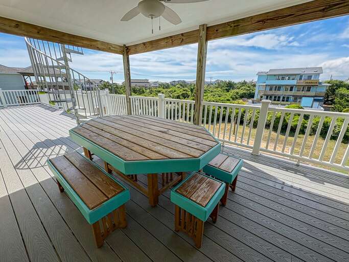 Covered Deck and Spiral Steps leading to Rooftop Deck 2025