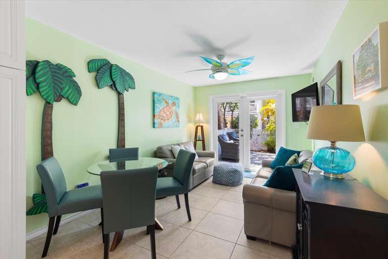 Dining area and living room