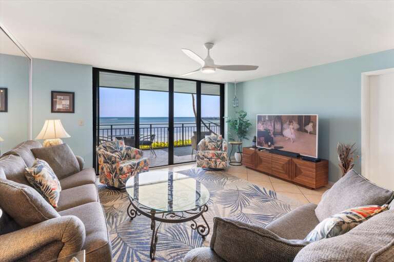 Living room with oceanfront view