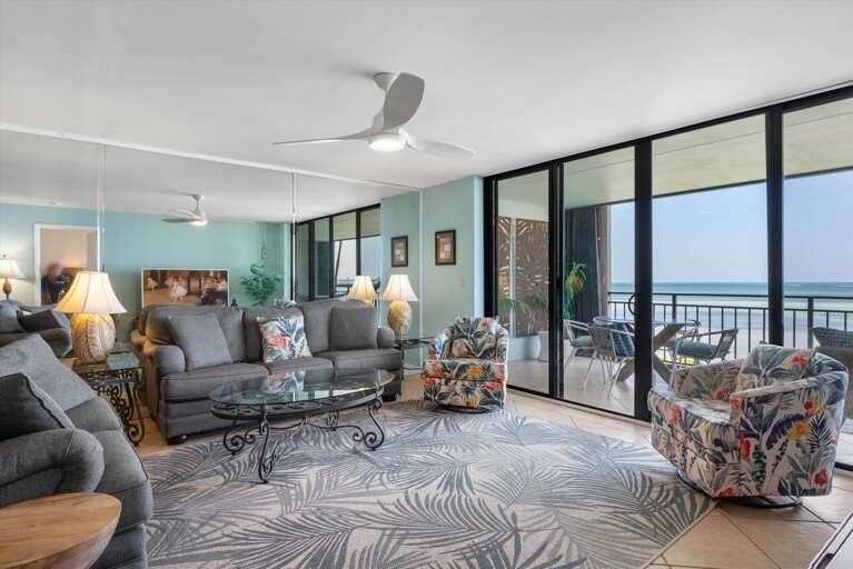 Living room with oceanfront view