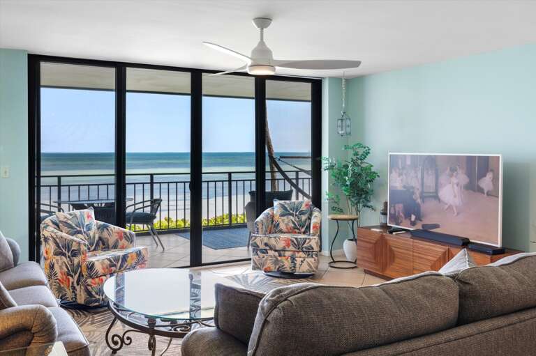 Living room with oceanfront view