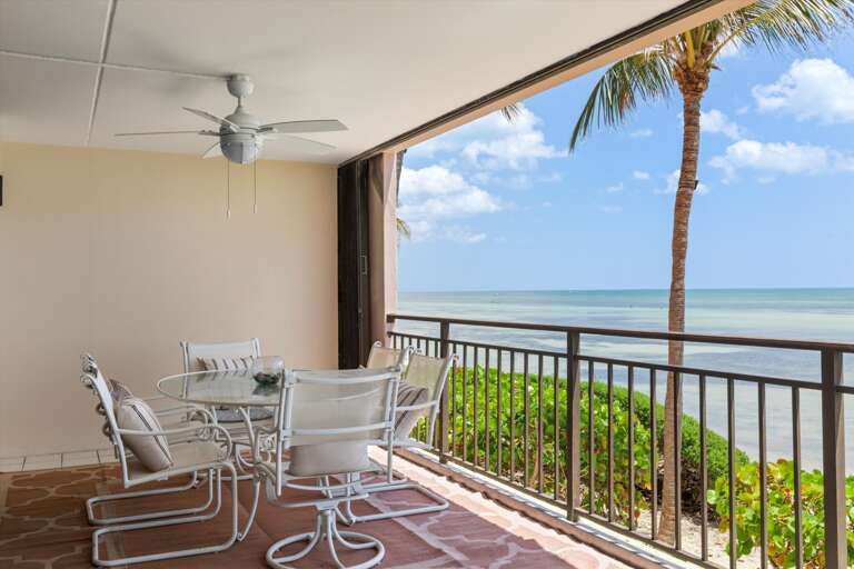 Balcony with seating and oceanfront view