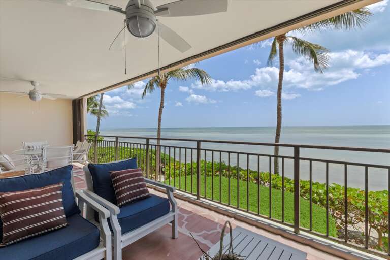Balcony with seating and oceanfront view
