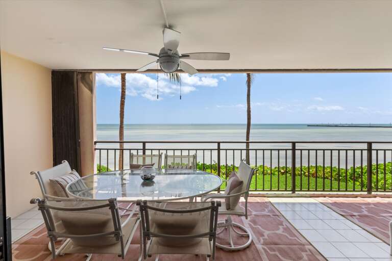 Balcony with seating and oceanfront view