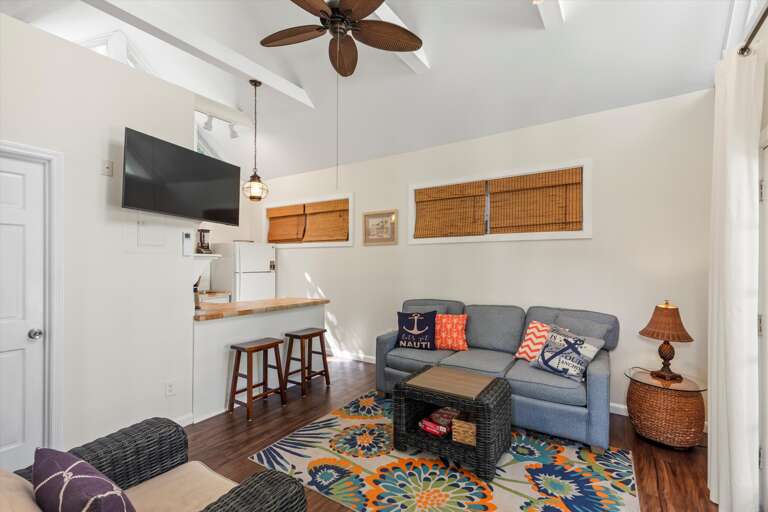 Living area into kitchen