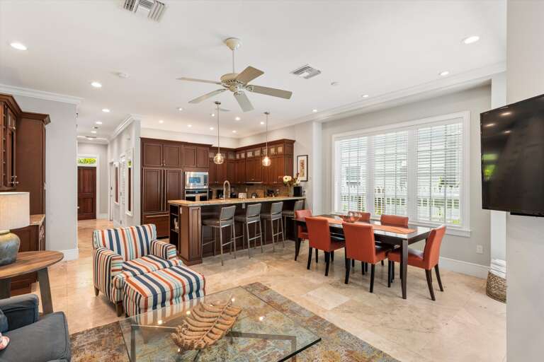 Full view dining area and kitchen