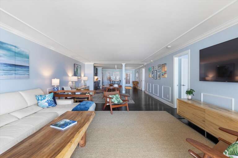 Full view from living room to entry door