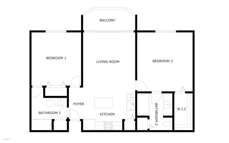 The property's floor plan displays a thoughtfully designed two-bedroom layout with an inviting living room that opens to a private balconyâa perfect spot to unwind after your adventures.
