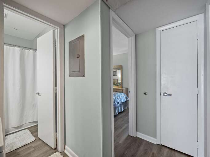 Bedroom and Bathroom from Hallway