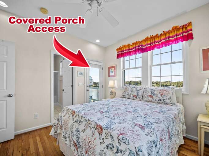 Queen Bedroom - Access to Covered Porch