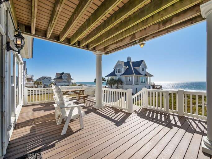 Oceanfront Deck off Living Room and Master