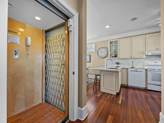 Elevator Adjacent to Kitchen - From Ground Level to Top Floor