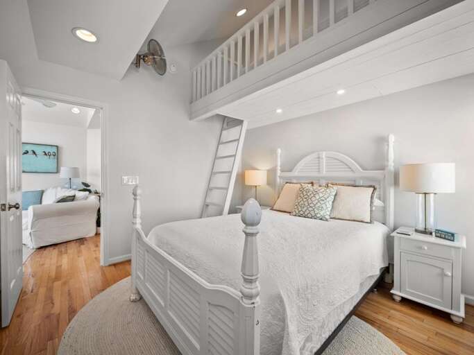 Queen Bedroom with Sleeping Loft Above with Twin Bed