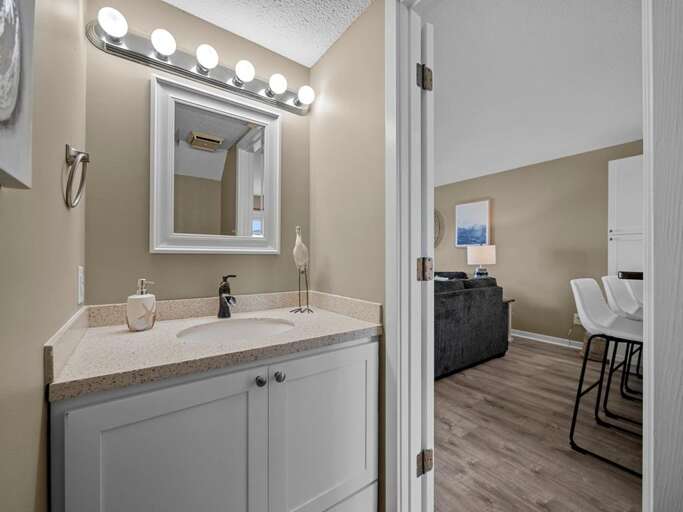 Bath off Living Room and Kitchen