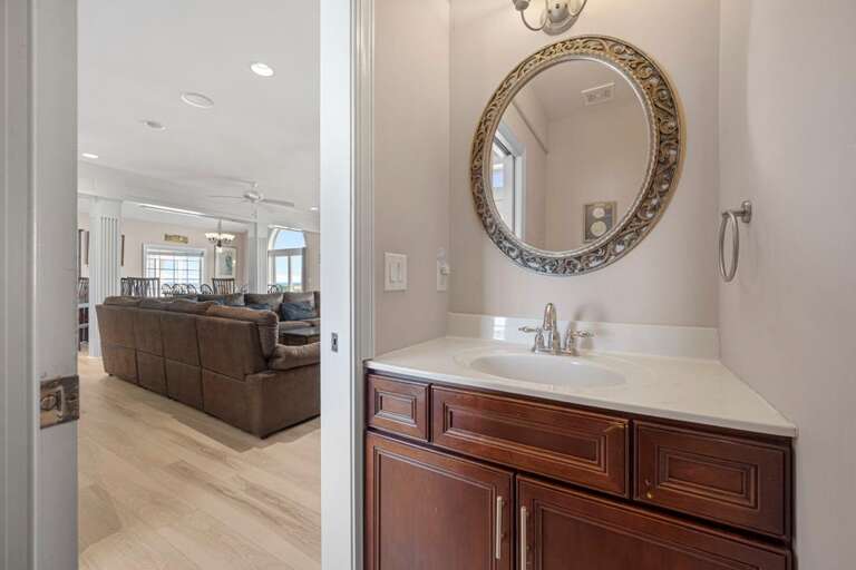 Half Bath Off Kitchen and Living Area