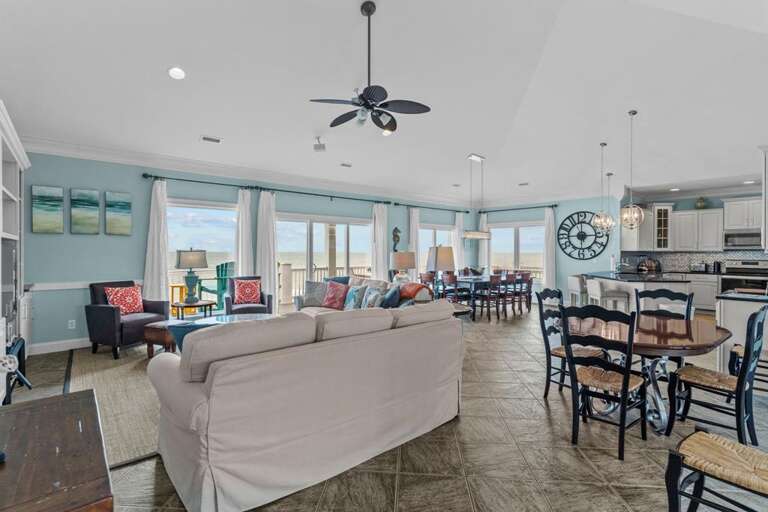 Living Room - Dining Areas and Kitchen