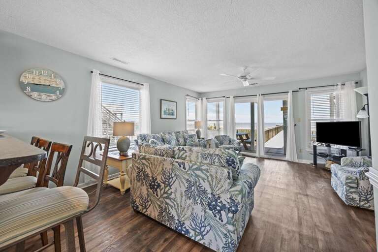 Living Room - Deck Access to Beach