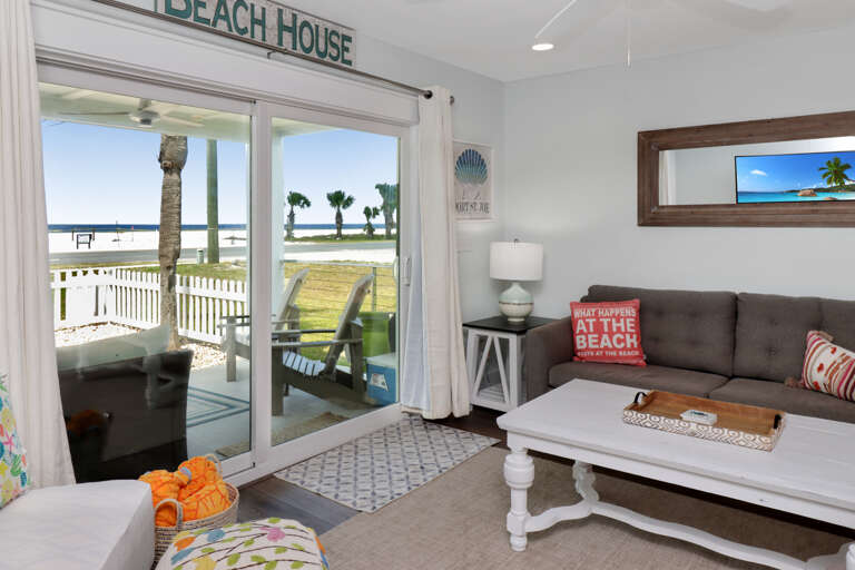 Beachside Living Room with View of Patio