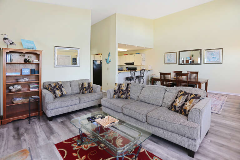 Living Room, Dining & Kitchen