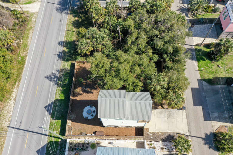 Aerial View of Secluded Backyard