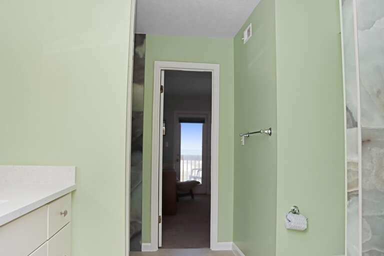 Shared Bathroom with Bedroom 1 View