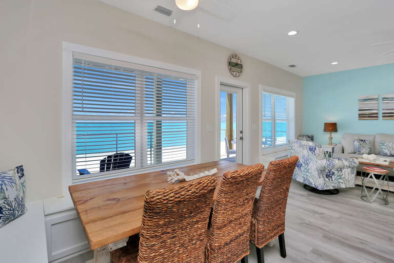 Gulf Front Dining with Bench Seating Gulf Front Dining with Bench Seating