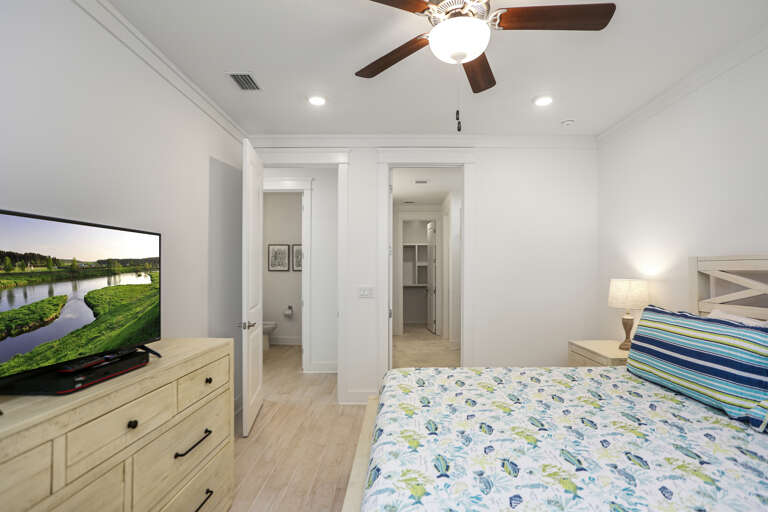Bedroom 1 with TV & Full Bath