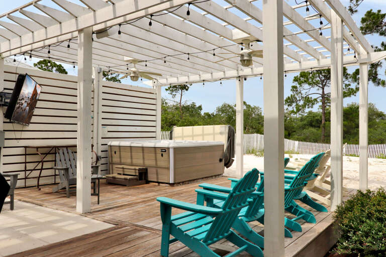 Patio Area with Hot Tub and TV