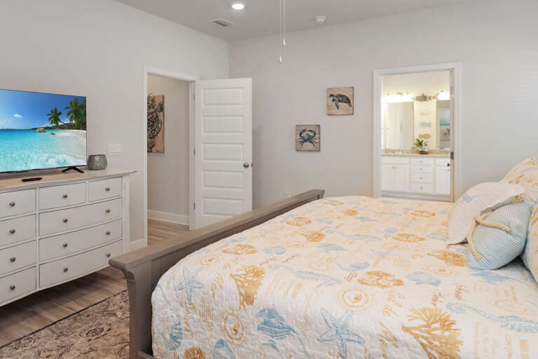 Bedroom 4 with TV and Master Bath