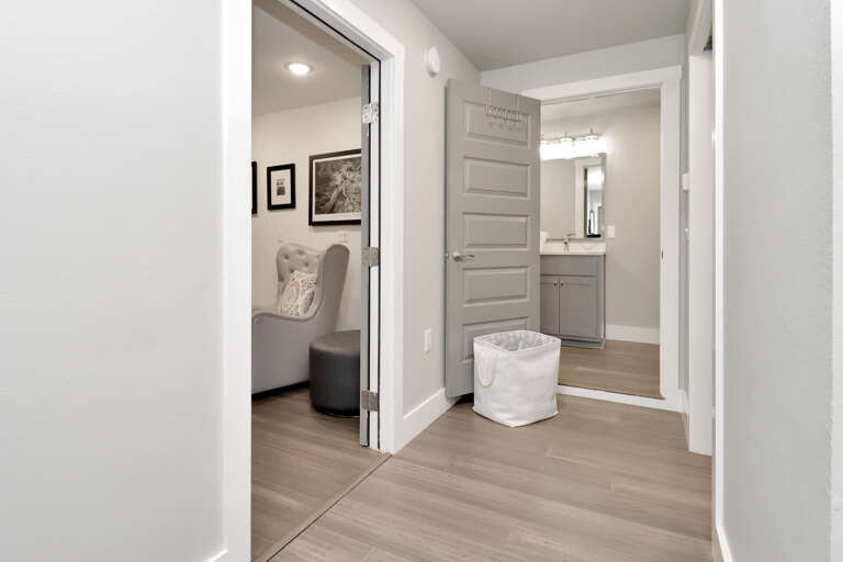 View of Full Bath and Living Room from Bedroom View of Full Bath and Living Room from Bedroom