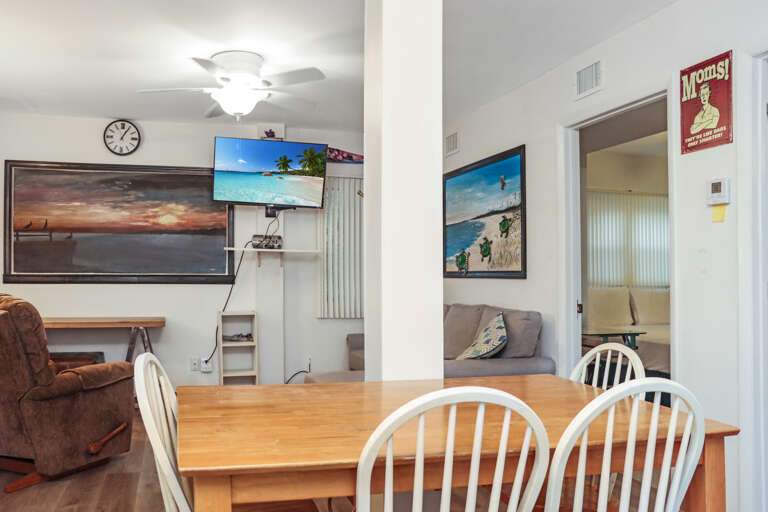 Ground Floor Dining Area and Living Room with View of Bedroom 2