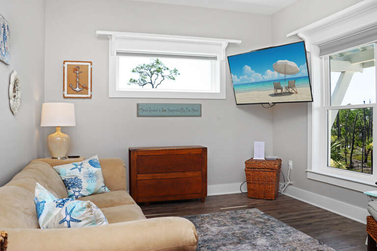 First Floor Sitting Area with TV and Sleeper Sofa First Floor Sitting Area with TV and Sleeper Sofa