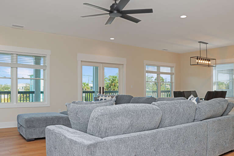 Living and Dining Area with View onto Deck