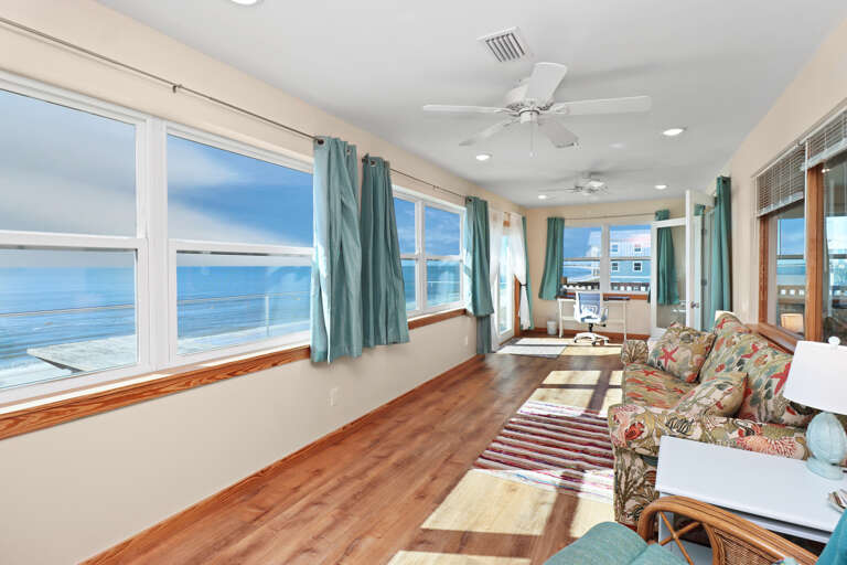 Beachfront Den with View of Workspace