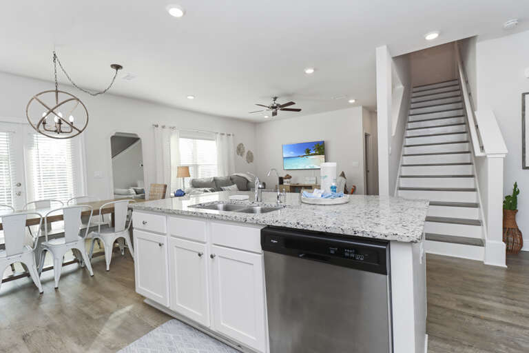 Kitchen View into Living Area