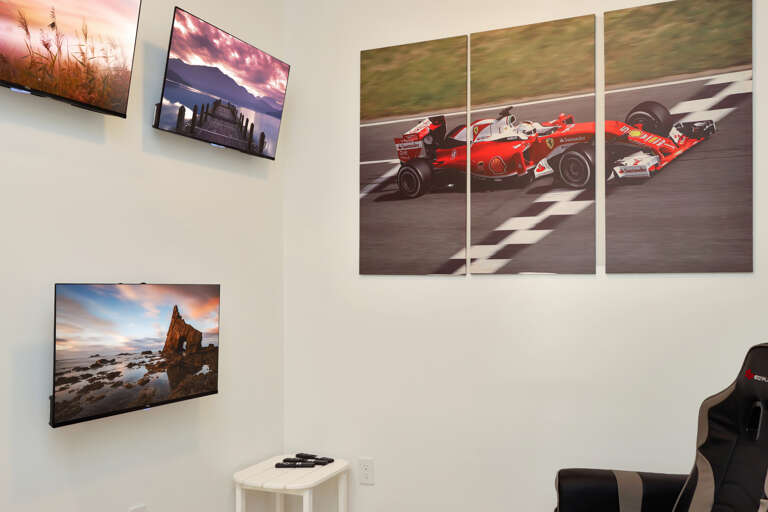 Gaming Room with 3 Mounted Monitors