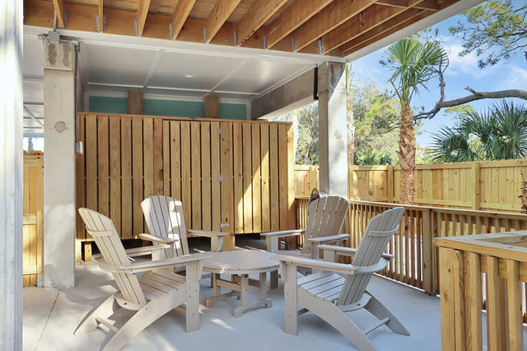 Sitting Area and Outdoor Shower Under House