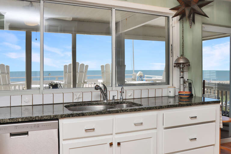 Kitchen with Beachfront Views