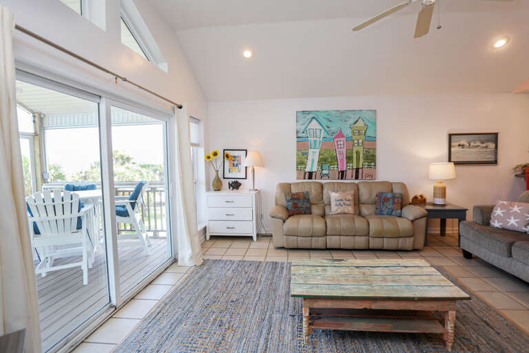 Living Room with Gulf Front Deck Access