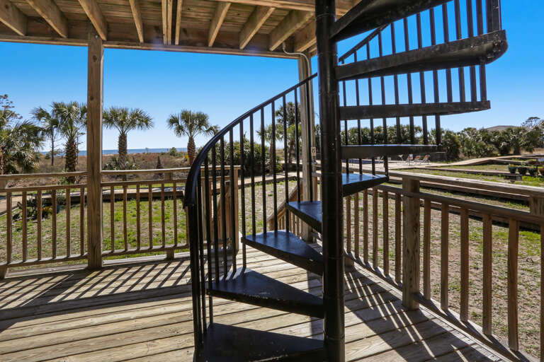 Downstairs Gulf Front Deck with Spiral Staircase Downstairs Gulf Front Deck with Spiral Staircase