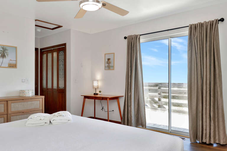 Bedroom 1 - Beach View and Private Workspace