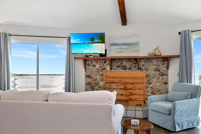 Beach Front Living Room with TV