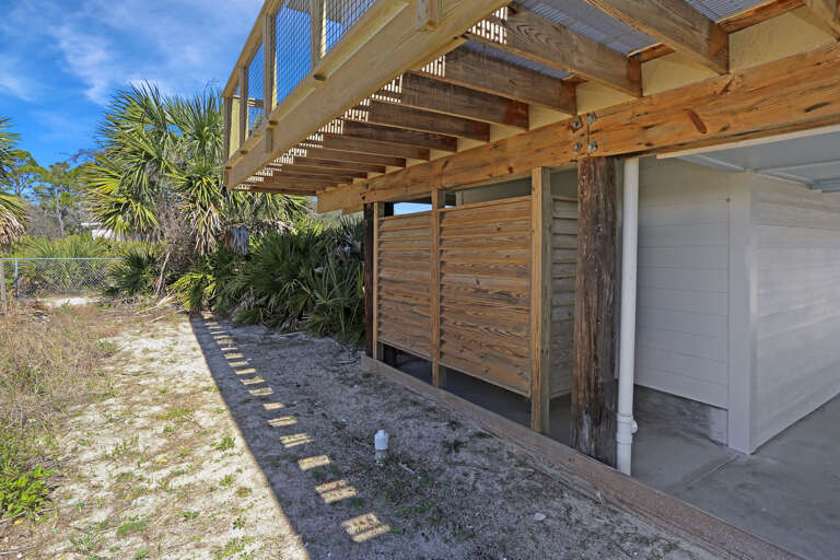 Enclosed Outdoor Shower Under House
