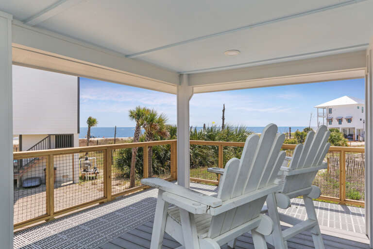 Covered Gulf View Deck with Views from Adirondacks Covered Gulf View Deck with Views from Adirondacks