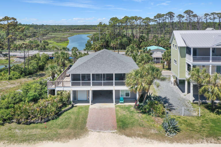 Beachside Exterior with Bayou Across the Street