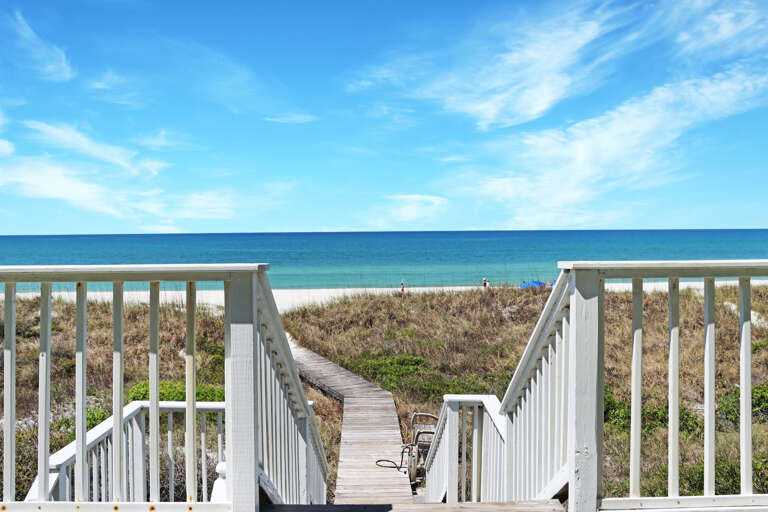 Beach Access from Main Level Deck