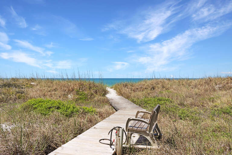 Private Boardwalk with Bench