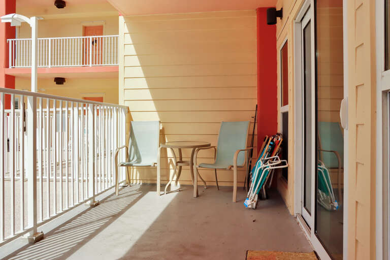 Covered Deck Overlooking Community Pool